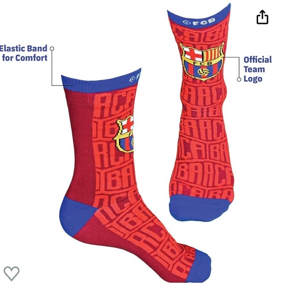 NWT MACCABI ART Official Pair of FC Barcelona Tri-Blend Red Crew Socks Size 9-13 - Picture 3 of 6